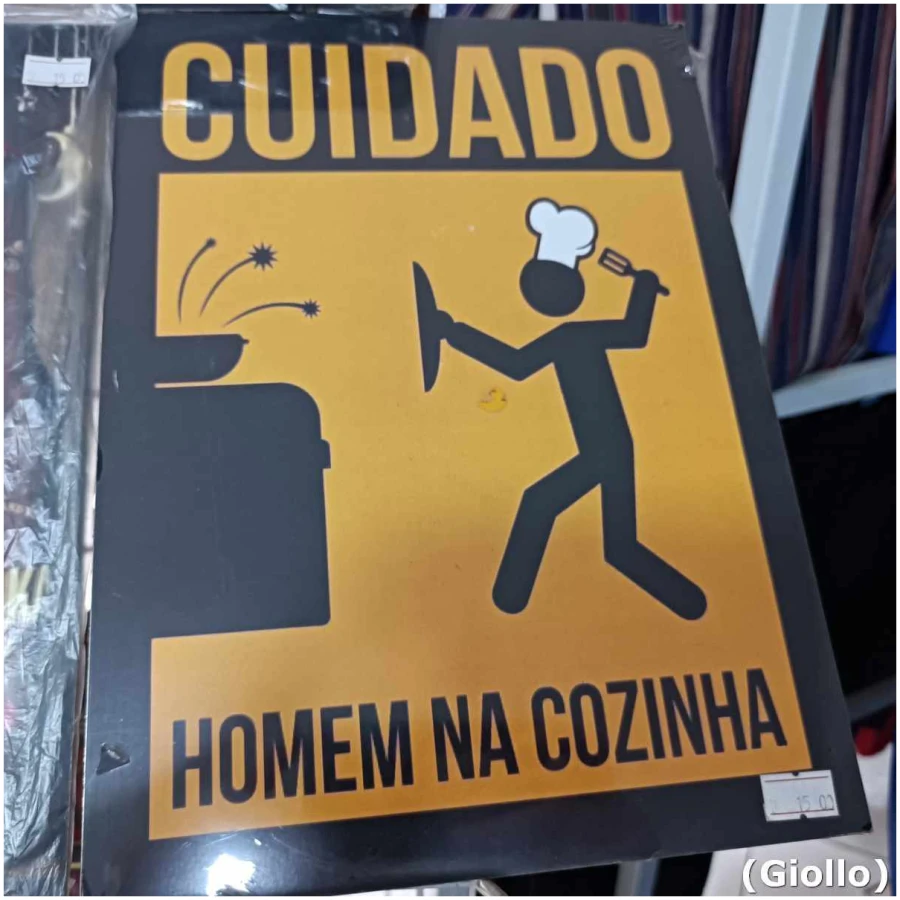 placa mdf decorativa modelo cuidado homem na cozinha – 30x20cm