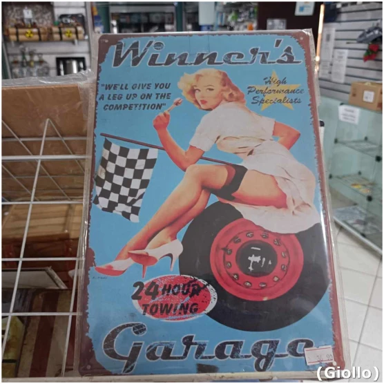 placa metálica decorativa modelo winners garage – 30x20cm