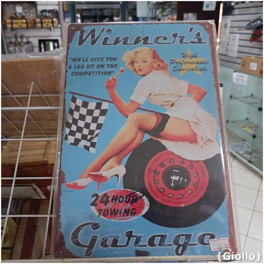 placa metálica decorativa modelo winners garage – 30x20cm