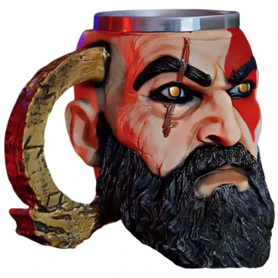 Caneca Kratos 3d God Of War Game Resina Chopp