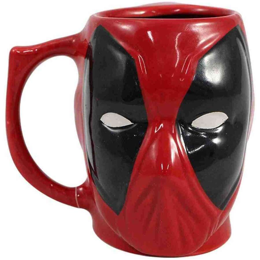 caneca em cerâmica 3d rosto do deadpool marvel