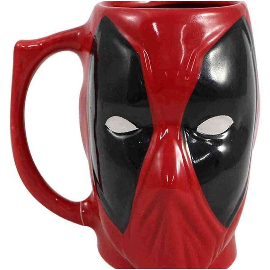 caneca em cerâmica 3d rosto do deadpool marvel