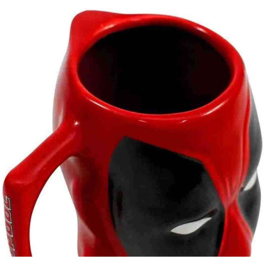 caneca em cerâmica 3d rosto do deadpool marvel