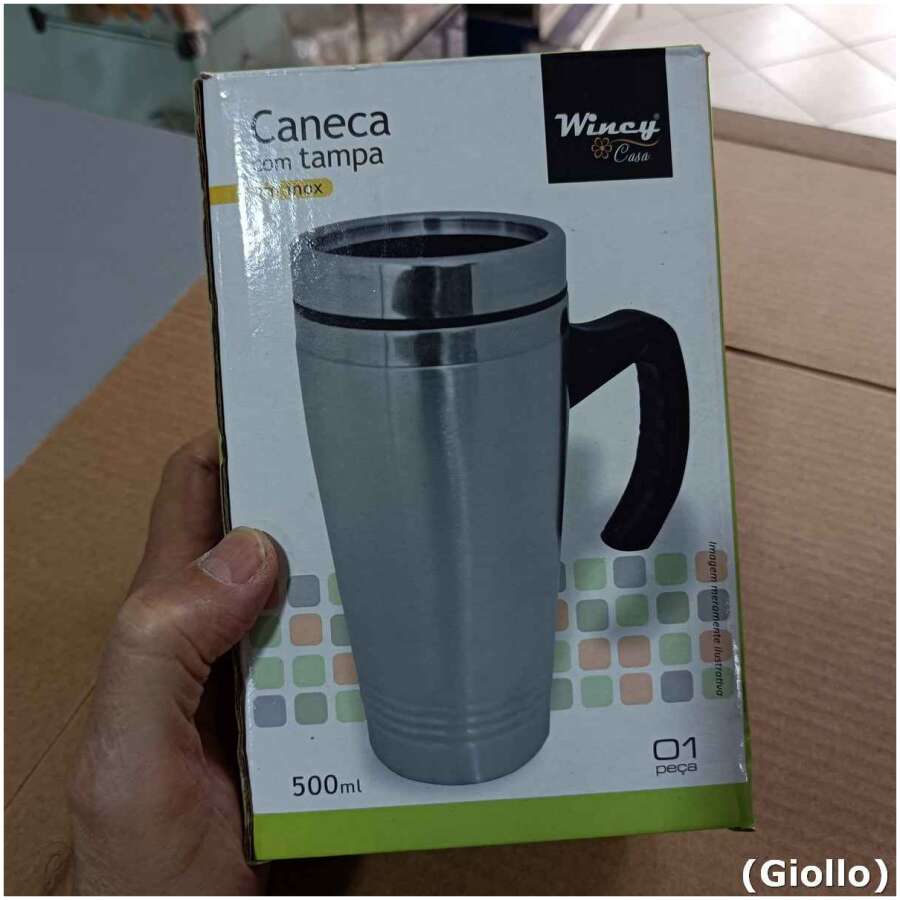 caneca copo inox c/ tampa 500ml bebidas café leite suco agua