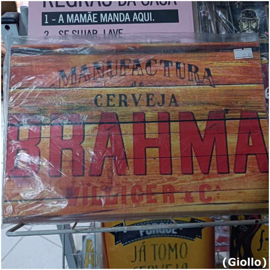 placa mdf decorativa modelo cerveja brahma – 30x20cm