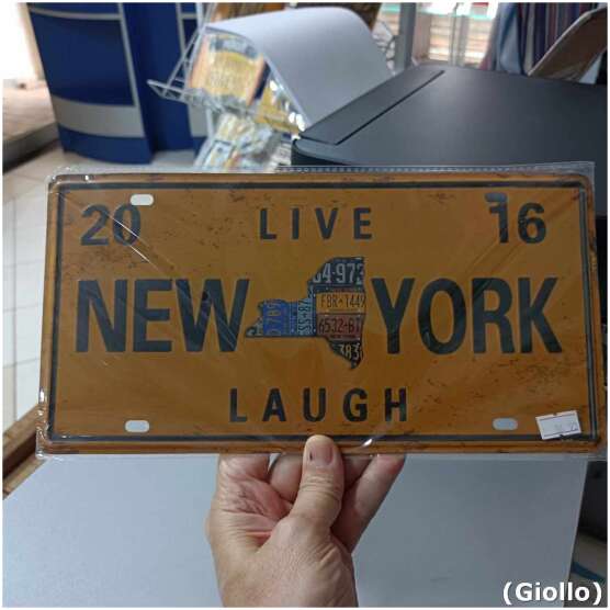 Placa Metálica Decorativa Modelo New York Live Laugh – 30x15cm