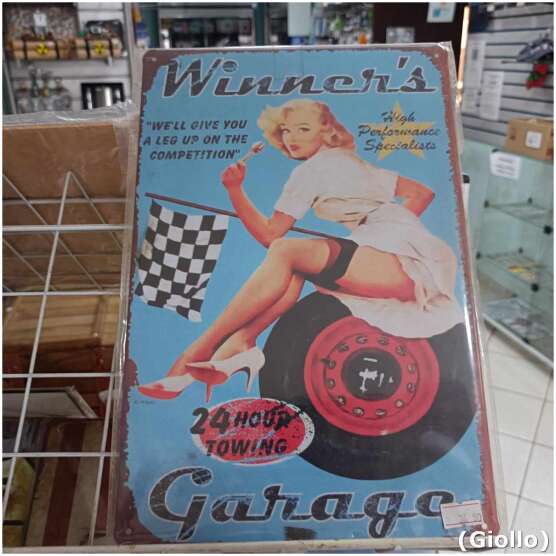 Placa Metálica Decorativa Modelo Winners Garage – 30x20cm