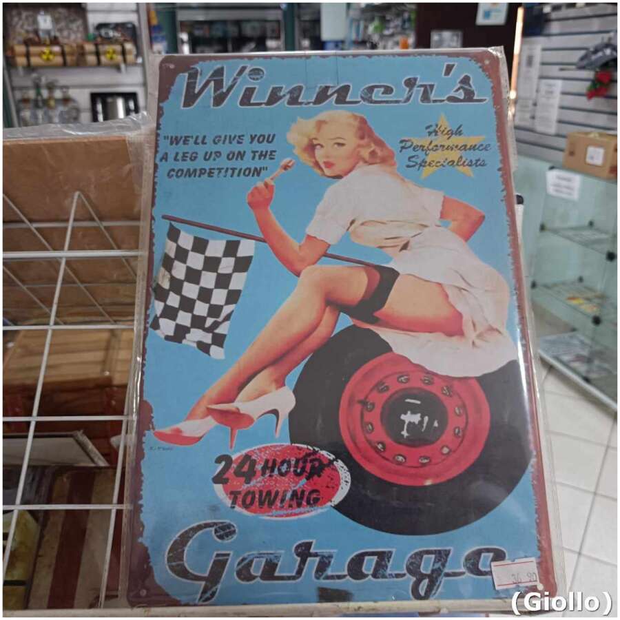 placa metálica decorativa modelo winners garage – 30x20cm
