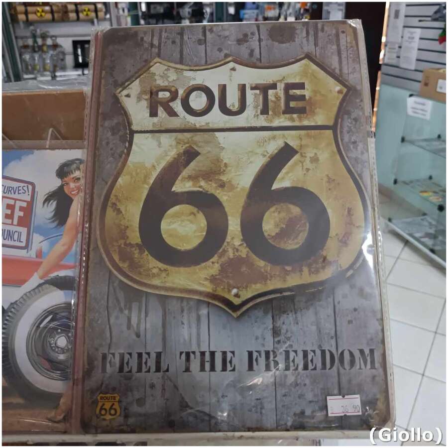 placa metálica decorativa modelo route 66 – 30x20cm