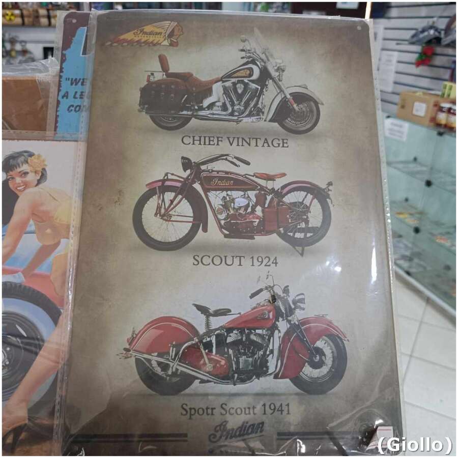 placa metálica decorativa modelo indian motorcycle – 30x20cm