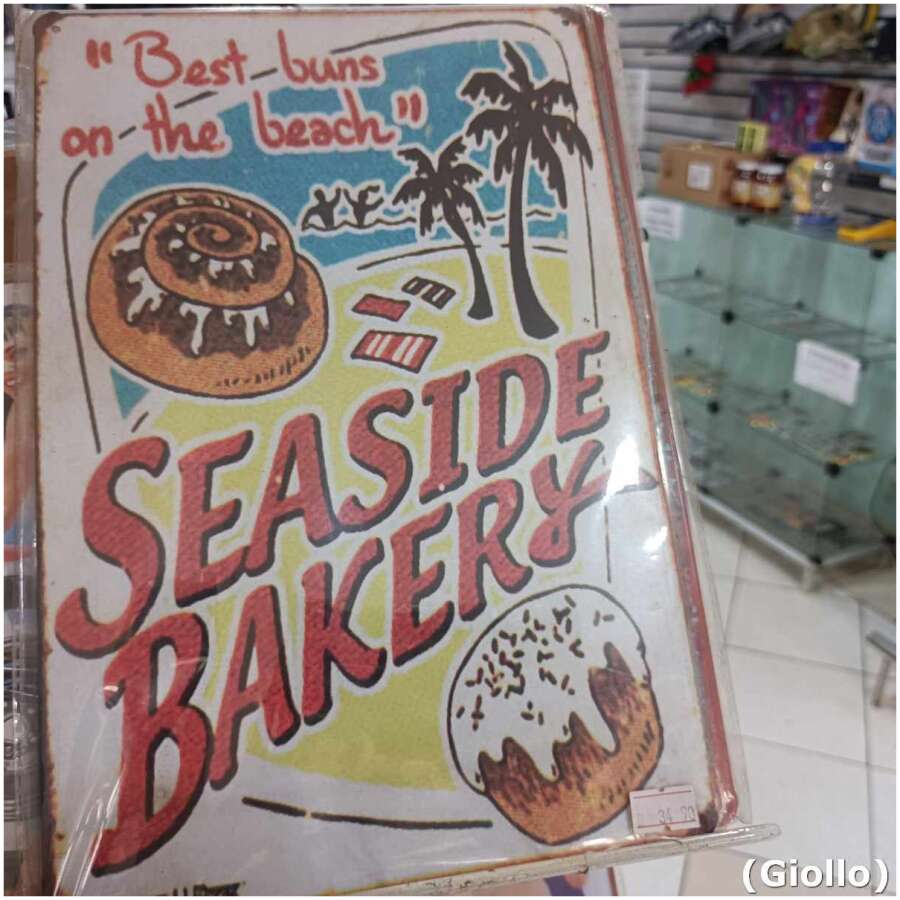 placa metálica decorativa modelo seaside bakery - 30x20cm