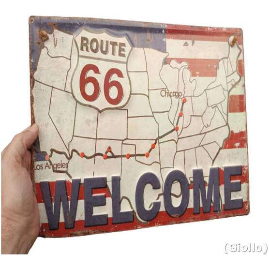 Placa Metálica Decorativa Modelo Route 66 Welcome – 40x28cm