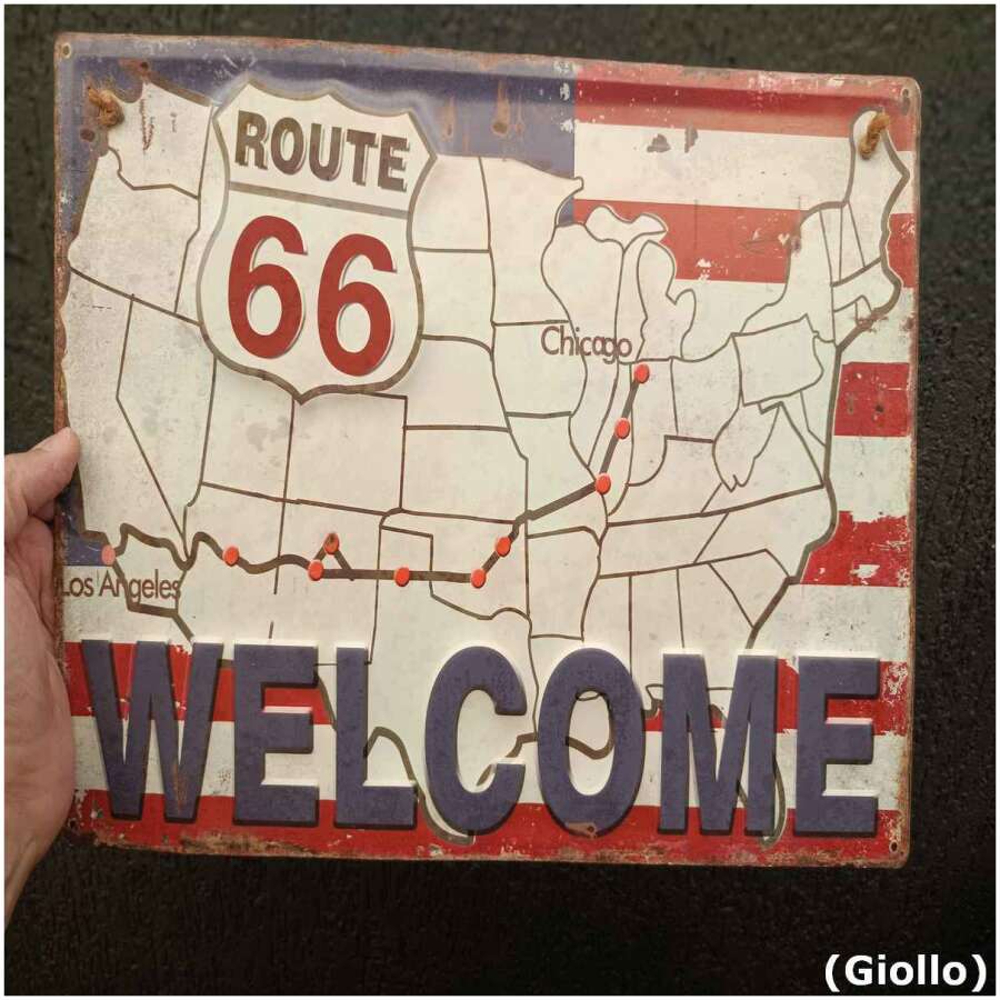 placa metálica decorativa modelo route 66 welcome – 40x28cm